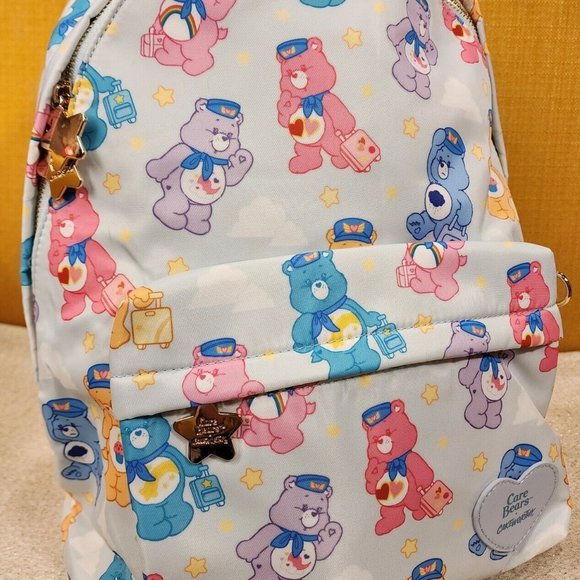 Cakeworthy Care Bears Airline Travel Causal Silky Polyester Blue Backpack NEW main image 12